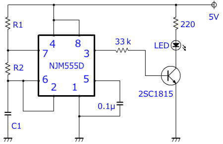 LEDで発振状態を見る回路例