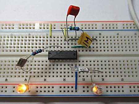 データシートどおりではうまく行かなかった結線での様子