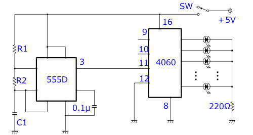 タイマーICを使った74HC4060の動作用回路