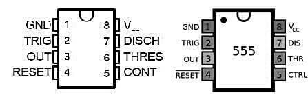 NE555の端子接続図(図1)