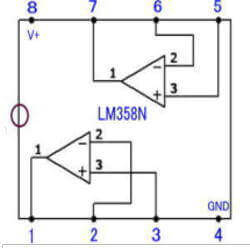 LM358Nのピンと内部