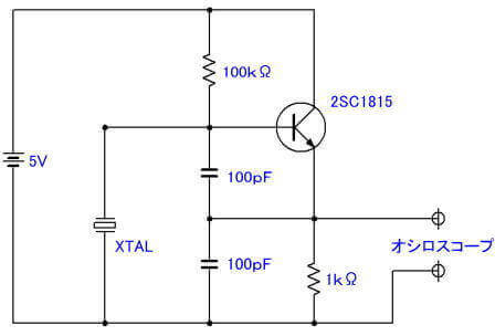 今回使った水晶発振子用の回路例